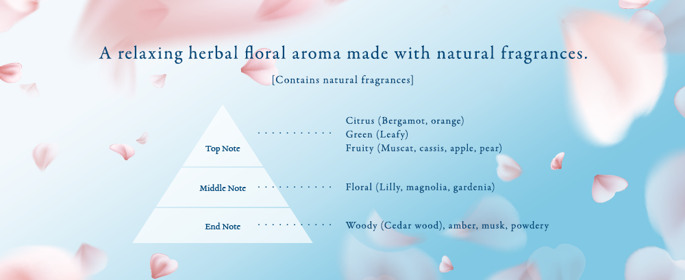 A relaxing herbal floral aroma made with natural fragrances